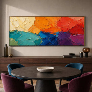 Textured Abstract Wall Art displayed in a refined dining room.