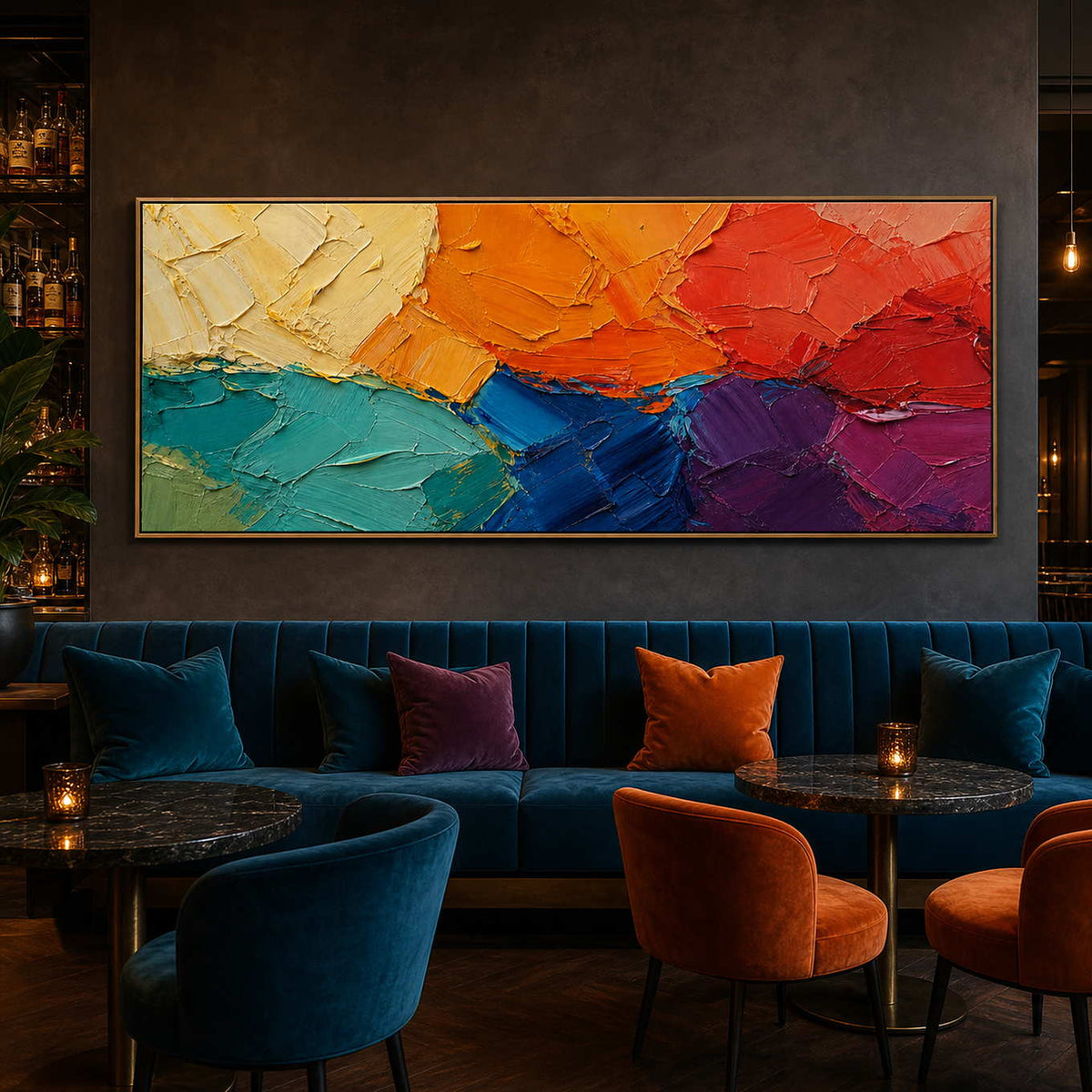 Textured Abstract Wall Art displayed in a refined hospitality lounge 2.