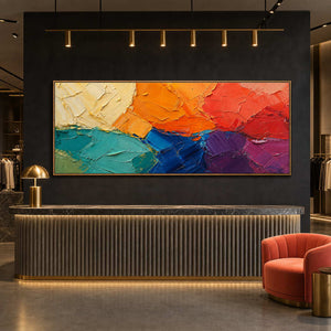 Textured Abstract Wall Art displayed in a refined hospitality lounge.
