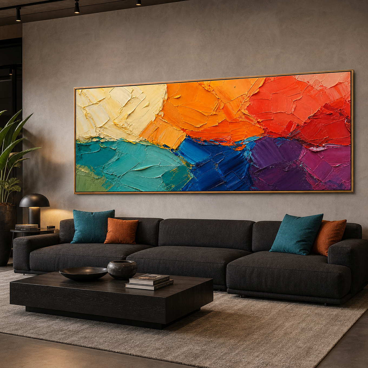 Textured Abstract Wall Art displayed in a refined living room.
