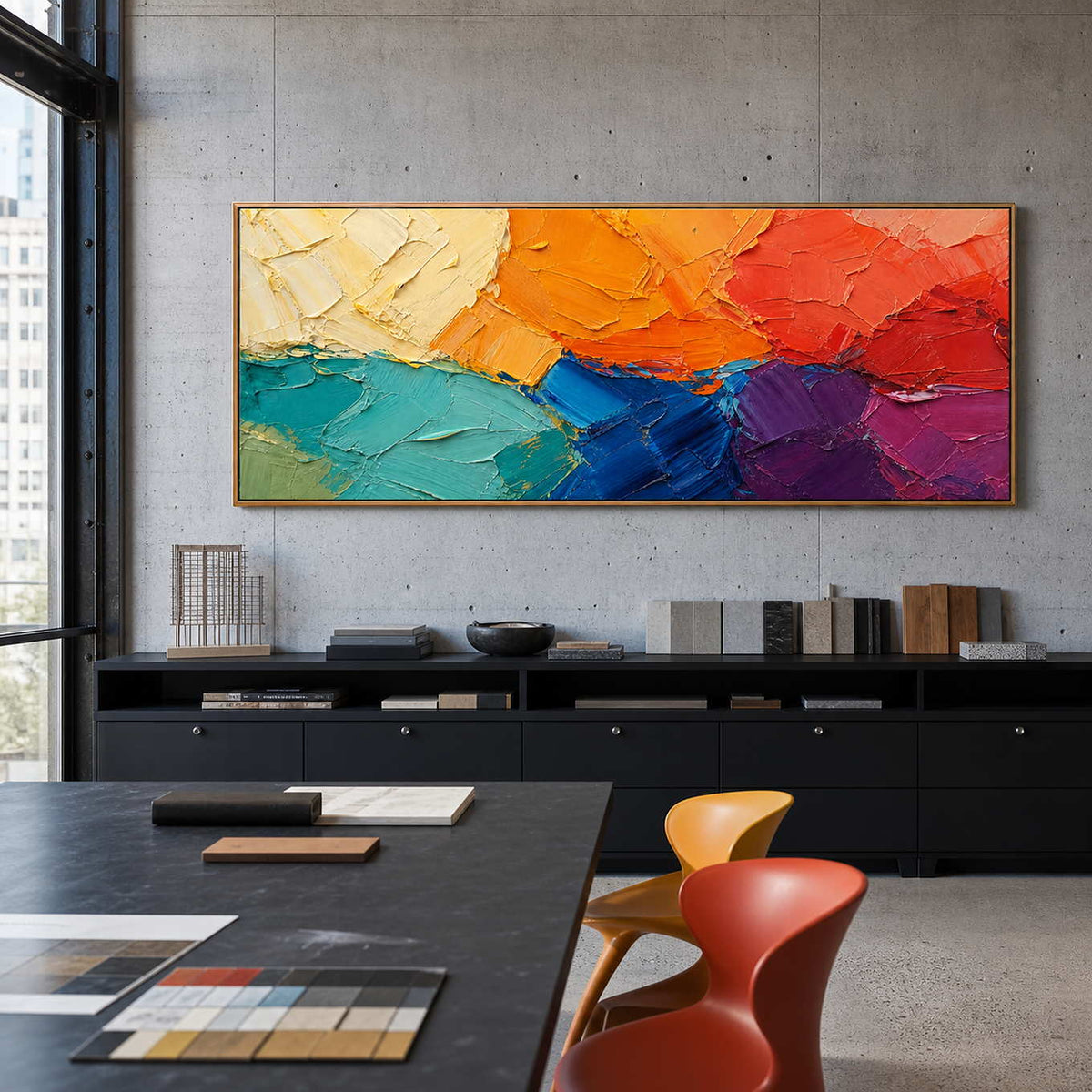 Textured Abstract Wall Art displayed in a refined office.