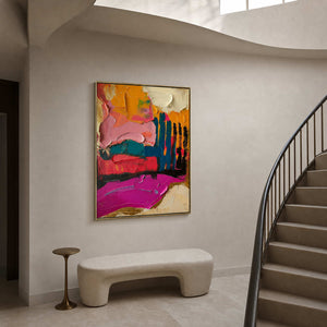 Textured Abstract Wall Art displayed in a refined entryway.