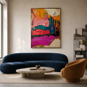 Textured Abstract Wall Art displayed in a refined living room.