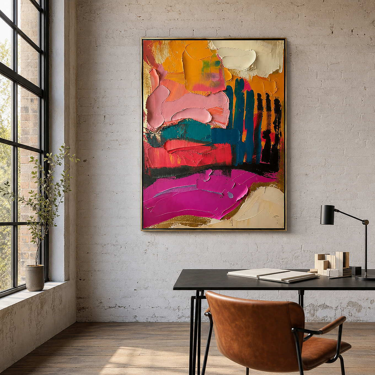 Textured Abstract Wall Art displayed in a refined office.