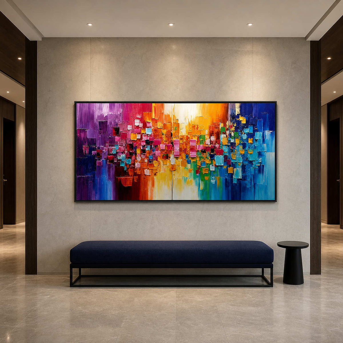 Modern Abstract Wall Art displayed in a refined hospitality lounge 2.