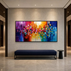 Modern Abstract Wall Art displayed in a refined hospitality lounge 2.