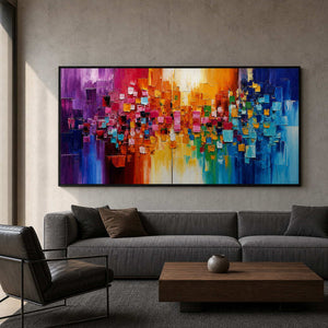 Modern Abstract Wall Art displayed in a refined hospitality lounge.