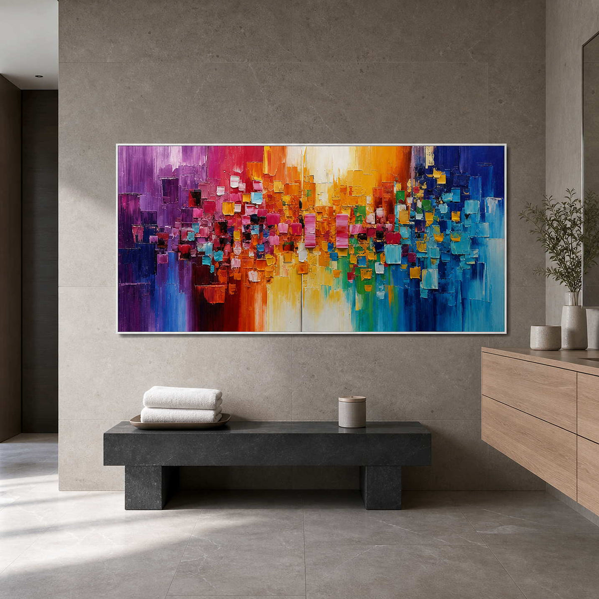 Modern Abstract Wall Art displayed in a refined spa reception.