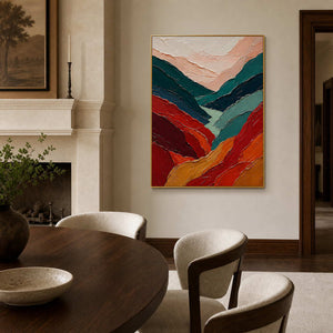 Textured Abstract Wall Art displayed in a refined dining room.