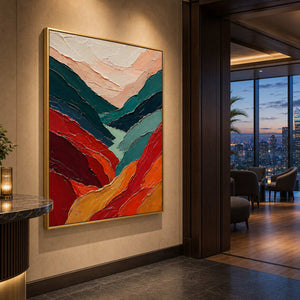 Textured Abstract Wall Art displayed in a refined hospitality lounge.