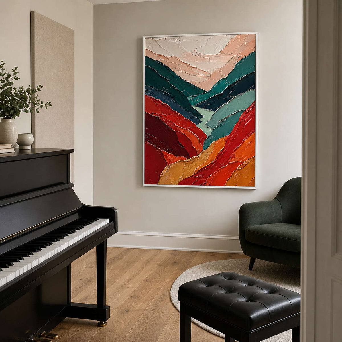 Textured Abstract Wall Art displayed in a refined modern interior.