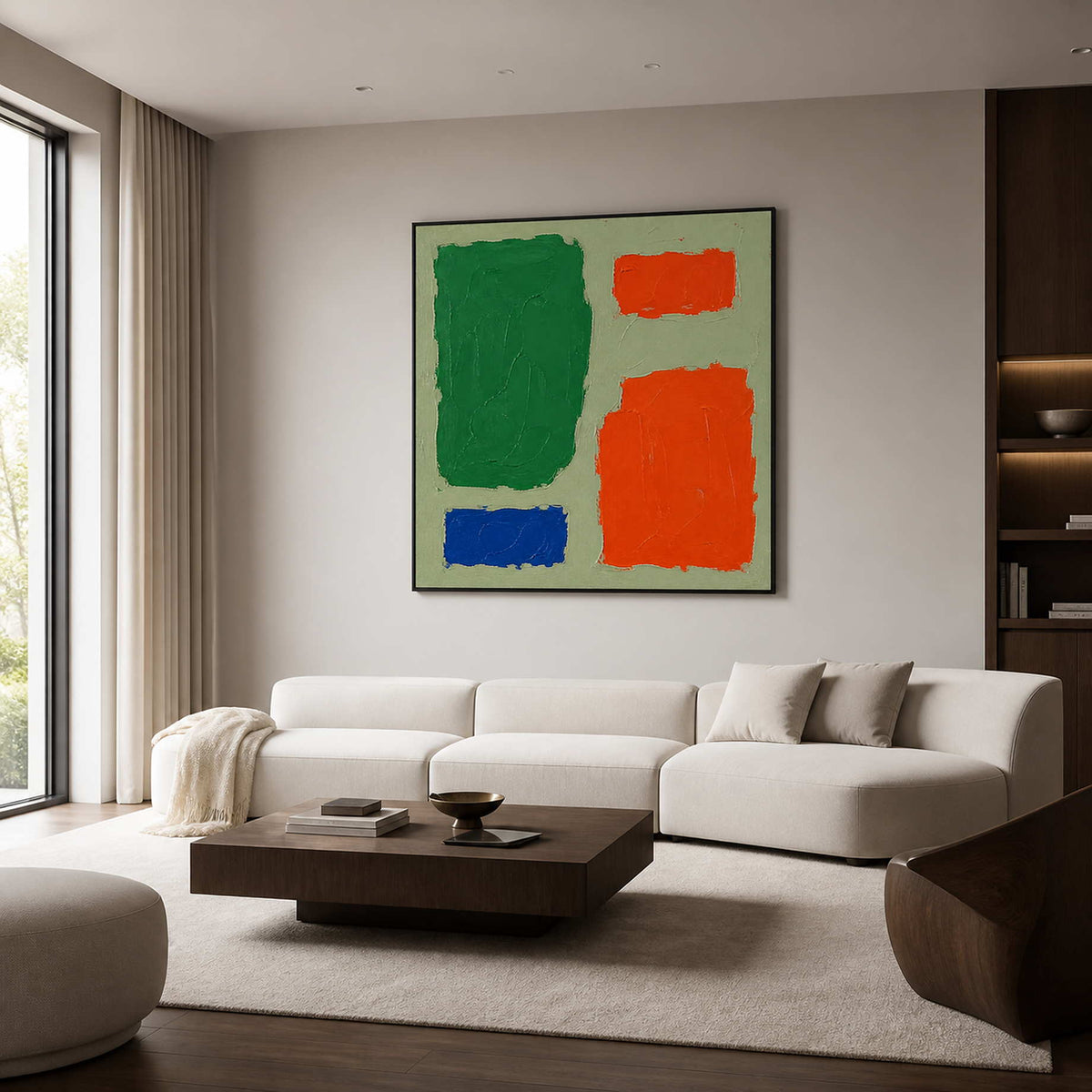 Color Blocks Hold the Room in a modern living room