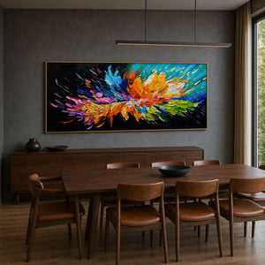 Textured Abstract Wall Art displayed in a refined dining room.