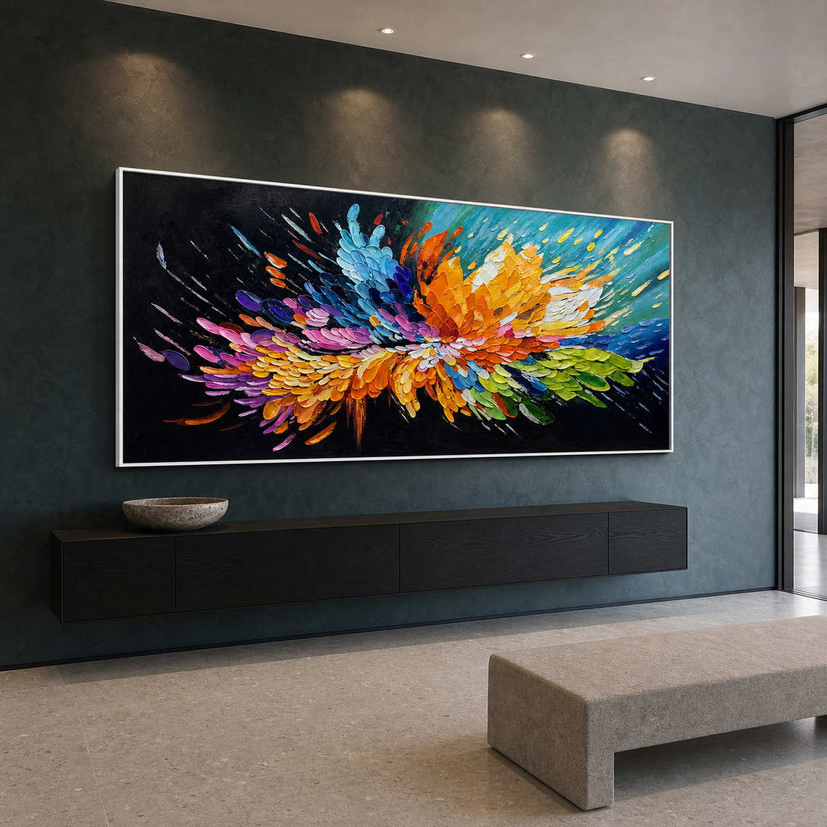 Textured Abstract Wall Art displayed in a refined entryway.