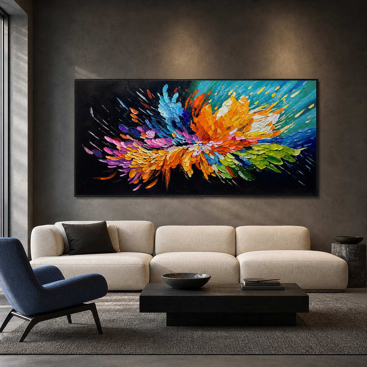 Textured Abstract Wall Art displayed in a refined hospitality lounge.