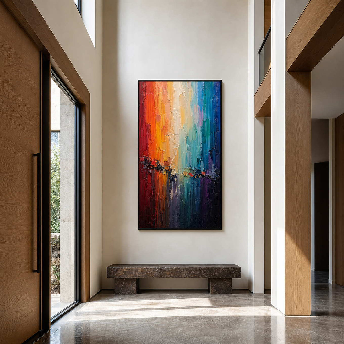 Textured Abstract Wall Art displayed in a refined entryway.
