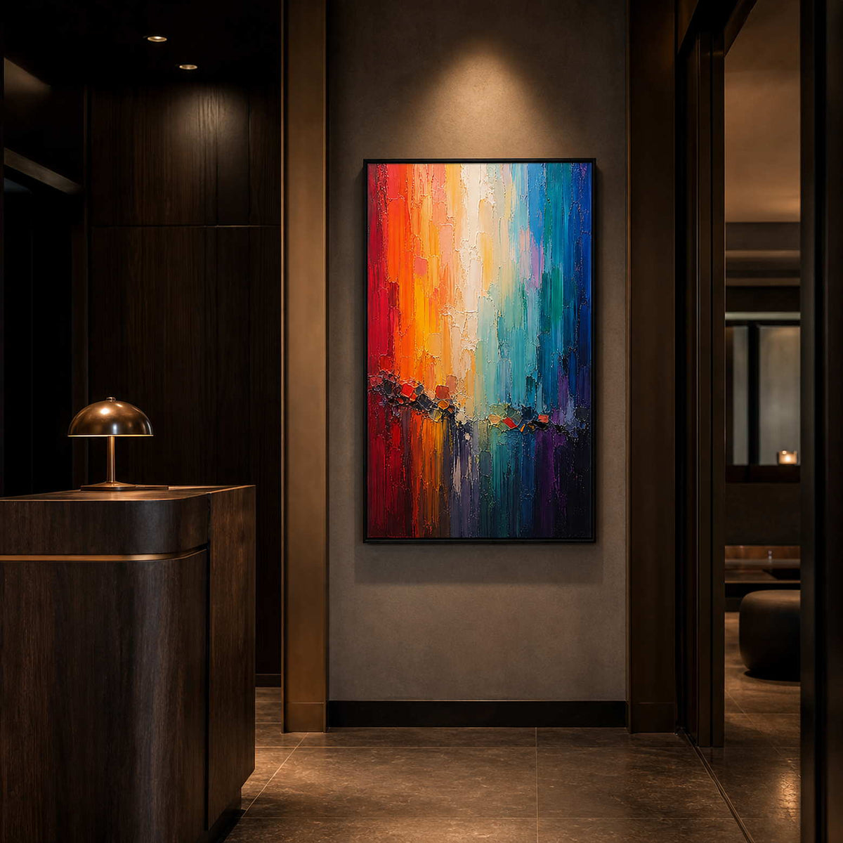 Textured Abstract Wall Art displayed in a refined hospitality lounge 5.