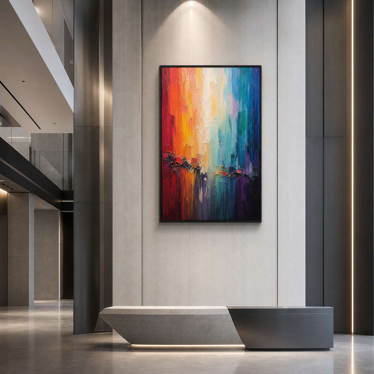 Textured Abstract Wall Art displayed in a refined hospitality lounge.
