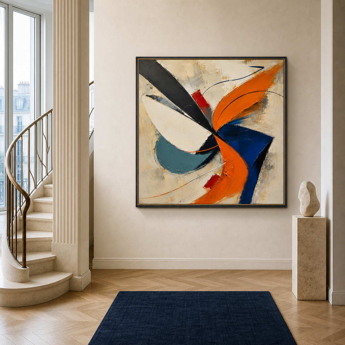 Textured Abstract Wall Art styled in a quiet modern entryway.
