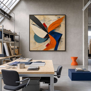 Textured Abstract Wall Art displayed in a refined contemporary office.