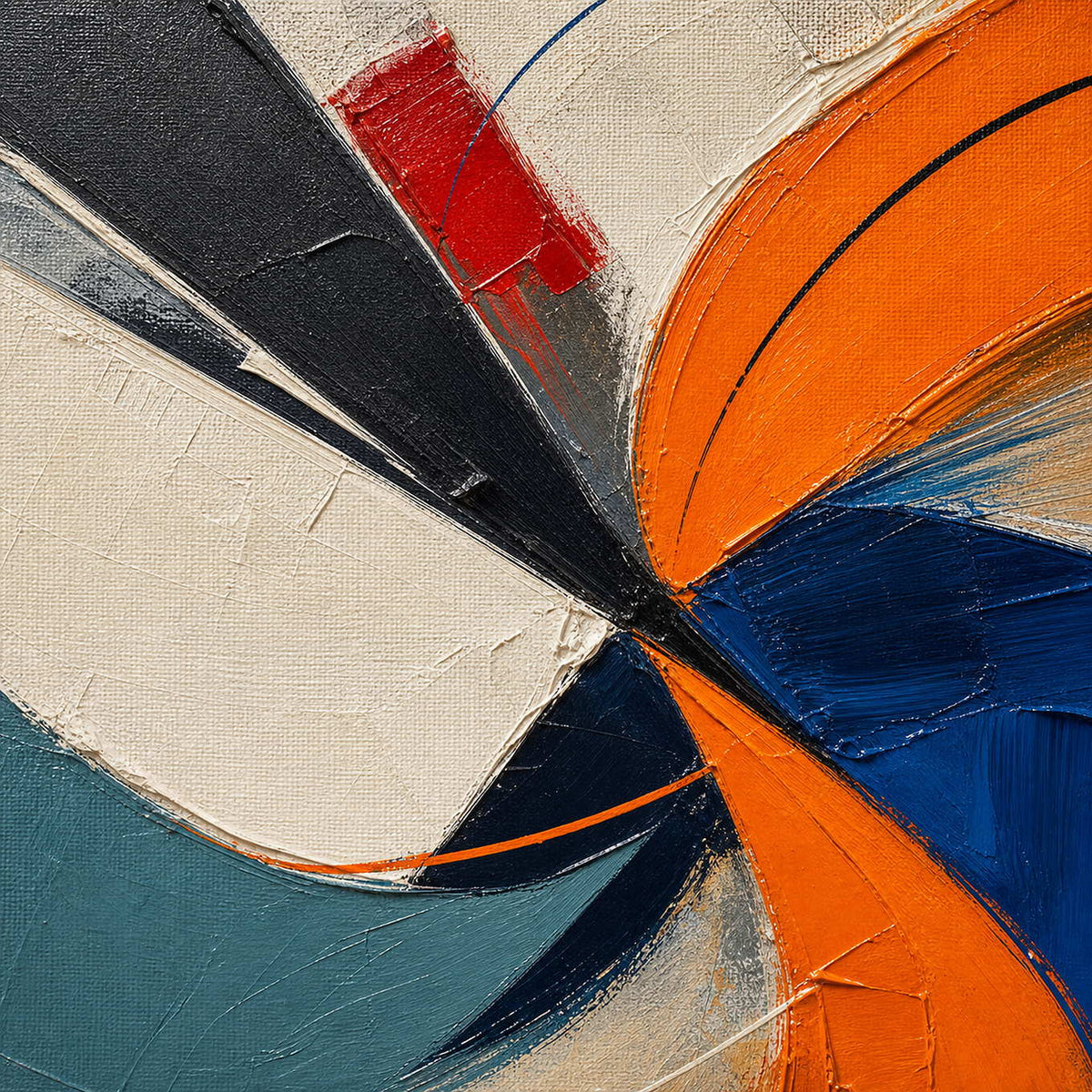 Close-up of the artwork’s raised hand-painted texture and layered color.