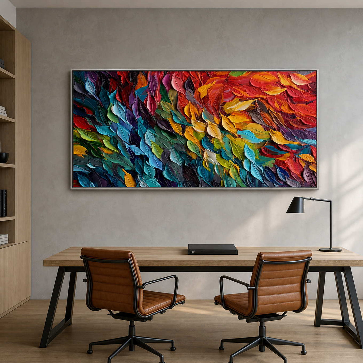 Textured Abstract Wall Art displayed in a refined office.