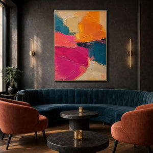 Textured Abstract Wall Art displayed in a refined hospitality lounge.