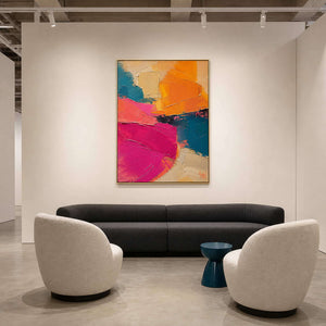 Textured Abstract Wall Art displayed in a refined modern living room.
