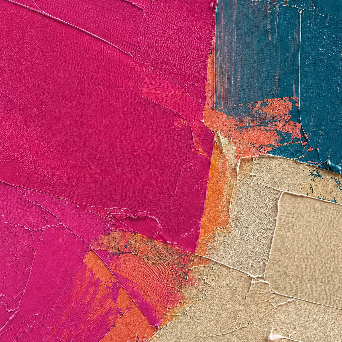 Close-up of raised hand-painted texture and layered surface details.
