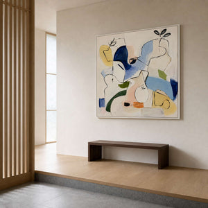 Modern Abstract Wall Art styled in a quiet modern entryway.