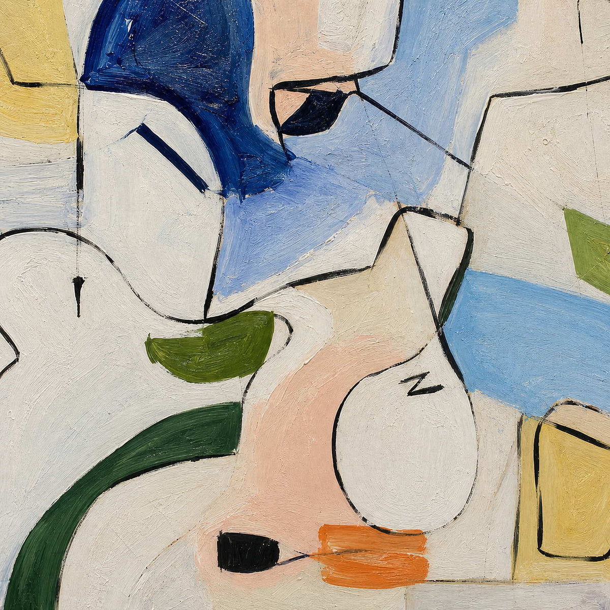 Close-up of the artwork’s raised hand-painted texture and layered color.