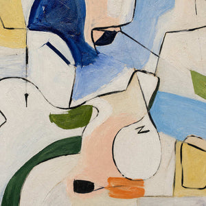 Close-up of the artwork’s raised hand-painted texture and layered color.