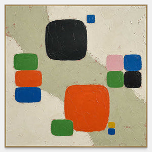 Color Squares Gather on Stone square textured abstract wall art