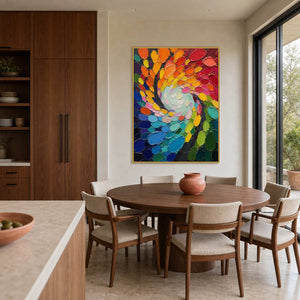 Textured Abstract Wall Art displayed in a refined dining room.