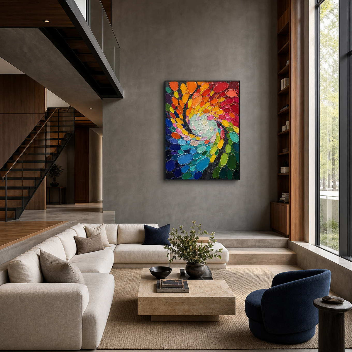 Textured Abstract Wall Art displayed in a refined living room.