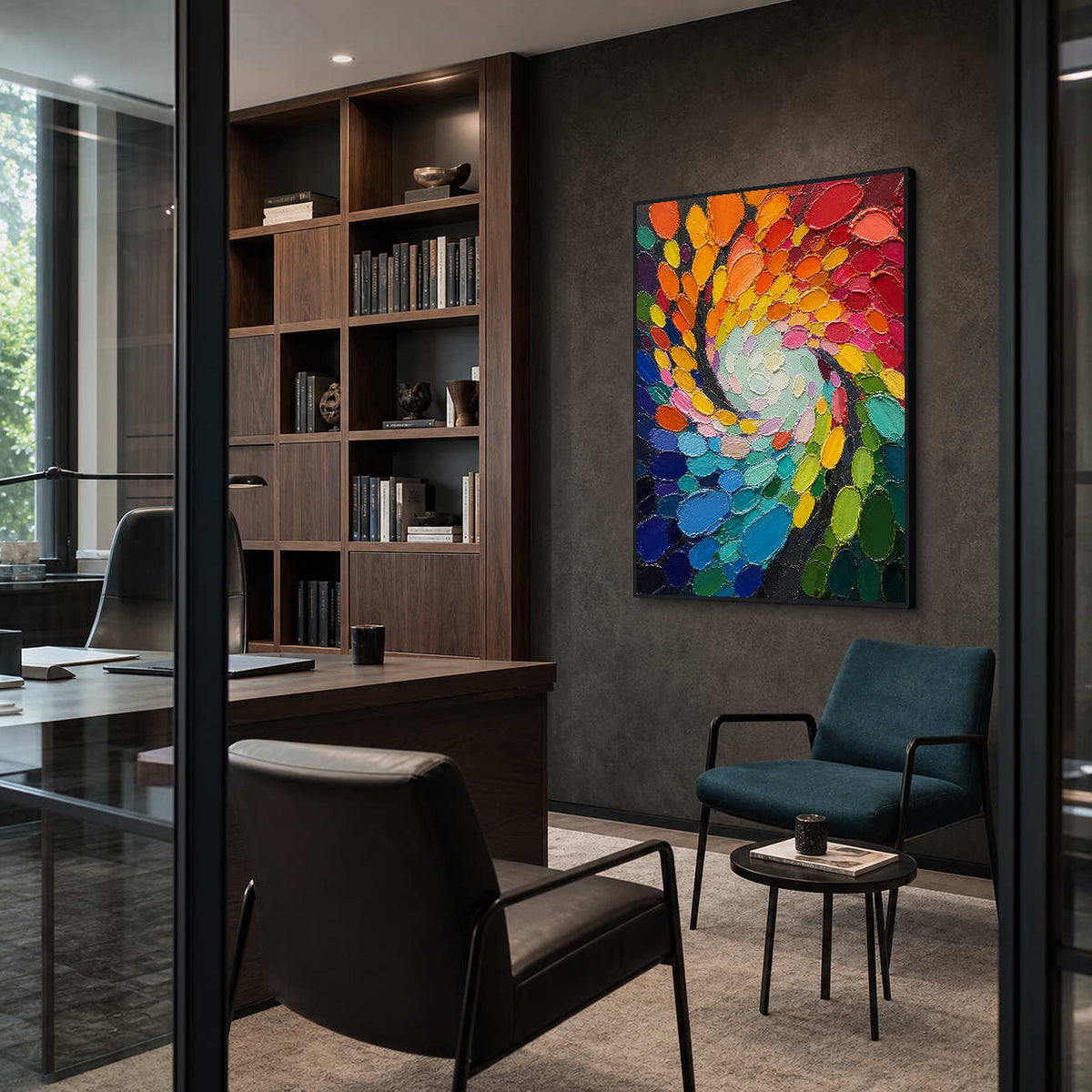 Textured Abstract Wall Art displayed in a refined office.