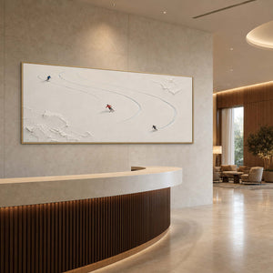 Textured Skiing Wall Art displayed in a refined hospitality.
