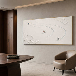 Textured Skiing Wall Art displayed in a refined office.