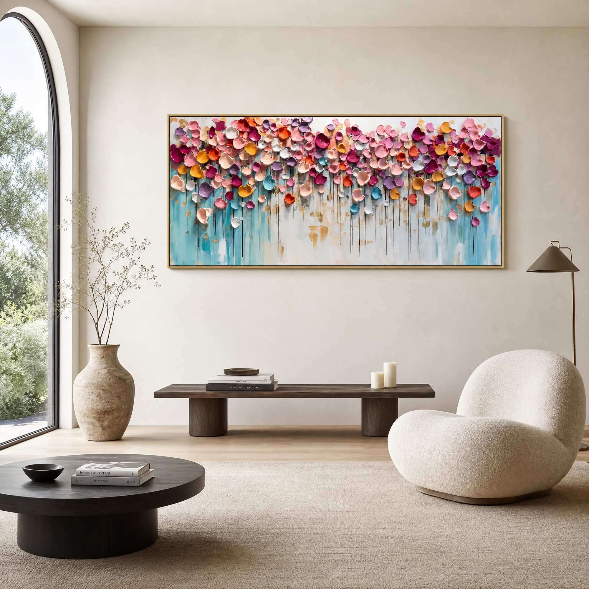 Blooms in Relief: Textured Abstract Canvas Wall Art