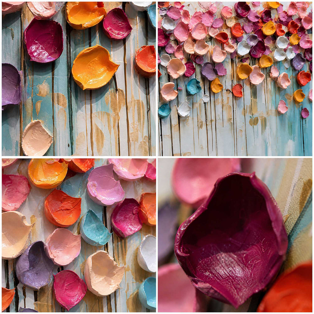 Blooms in Relief: Textured Abstract Canvas Wall Art