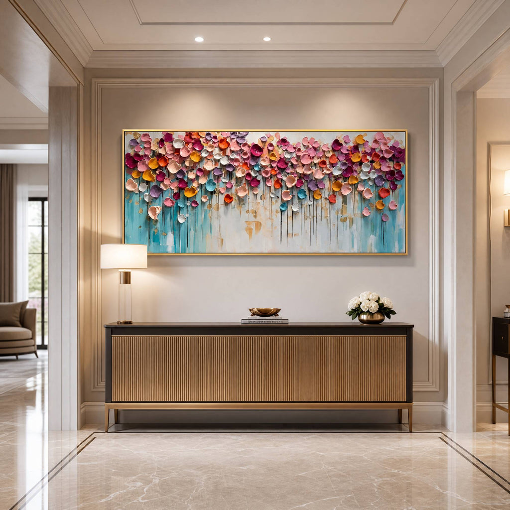 Blooms in Relief: Textured Abstract Canvas Wall Art