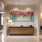 Blooms in Relief: Textured Abstract Canvas Wall Art