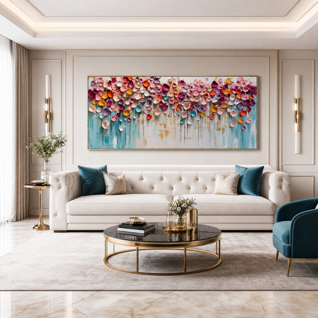 Blooms in Relief: Textured Abstract Canvas Wall Art