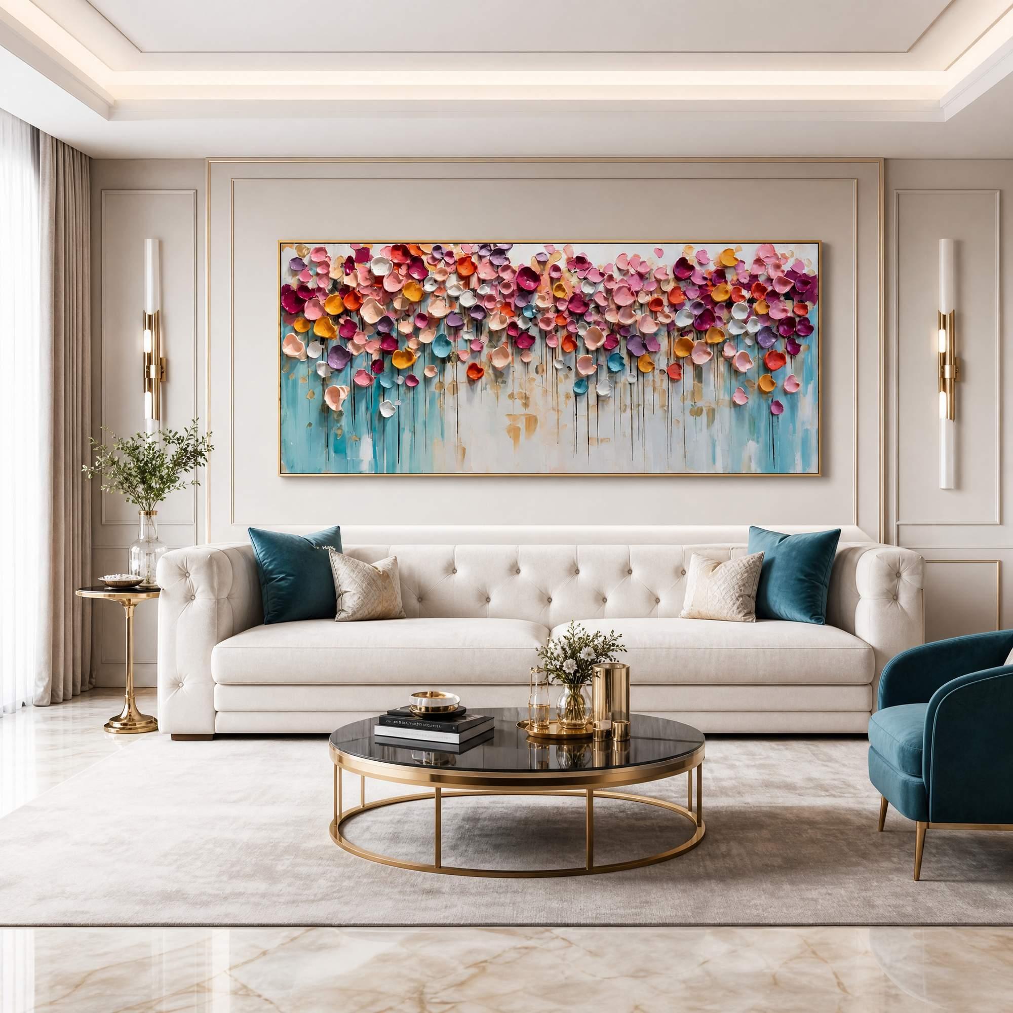 Blooms in Relief: Textured Abstract Canvas Wall Art