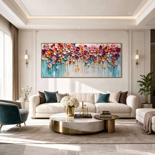 Blooms in Relief: Textured Abstract Canvas Wall Art