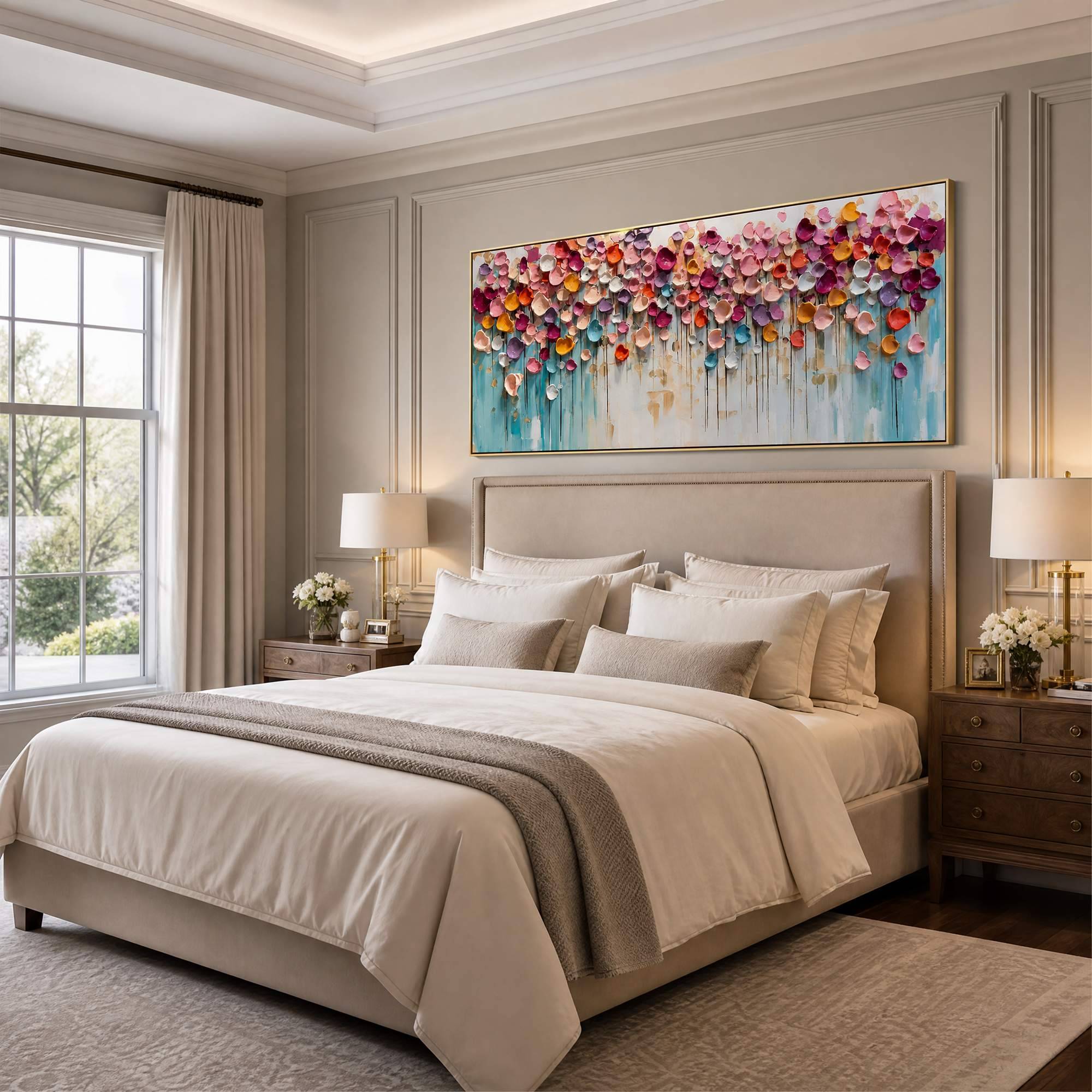 Blooms in Relief: Textured Abstract Canvas Wall Art