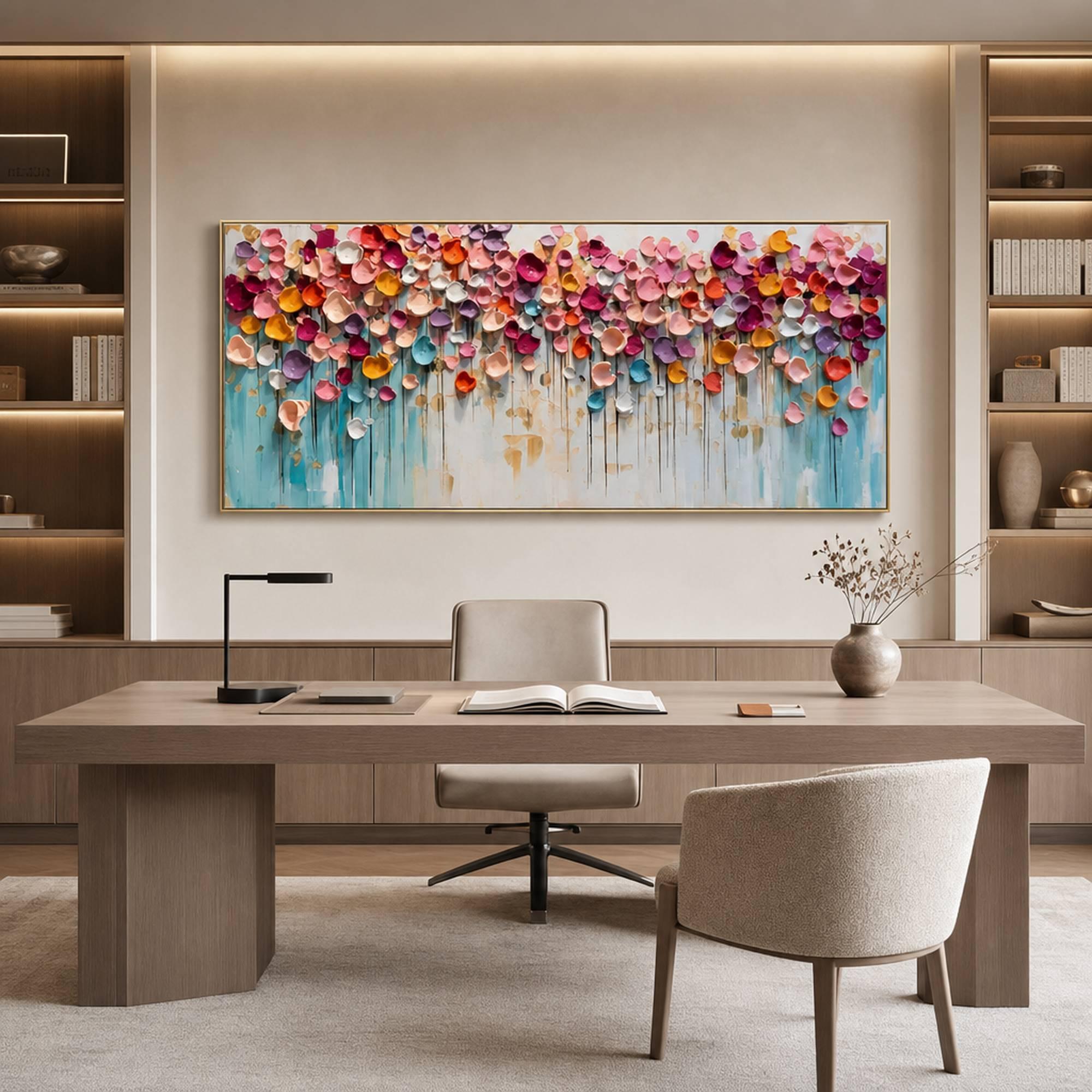 Blooms in Relief: Textured Abstract Canvas Wall Art