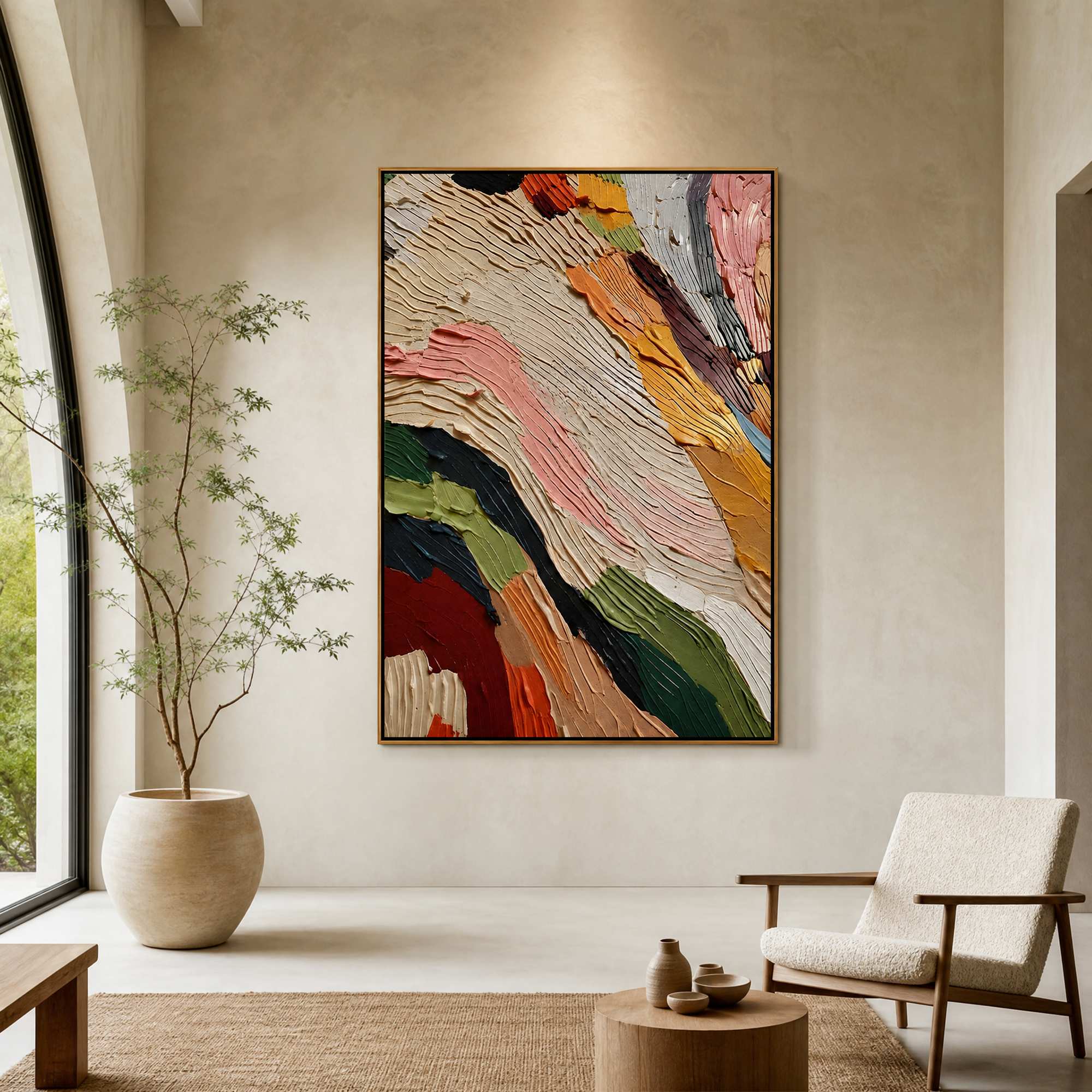 Blooms in Relief: Textured Abstract Canvas Wall Art (副本3) (副本)