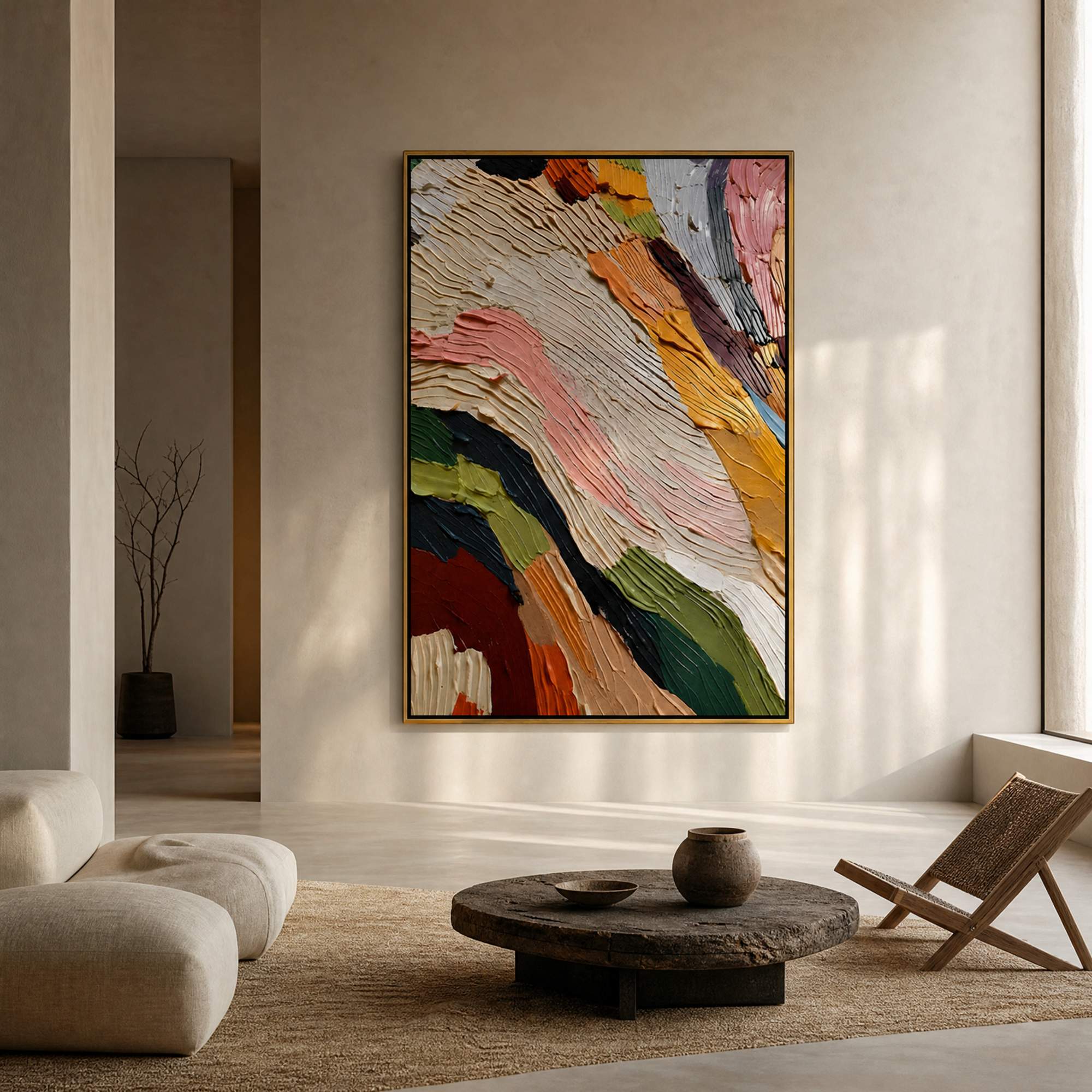 Blooms in Relief: Textured Abstract Canvas Wall Art (副本3) (副本)