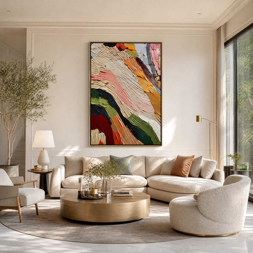Blooms in Relief: Textured Abstract Canvas Wall Art (副本3) (副本)